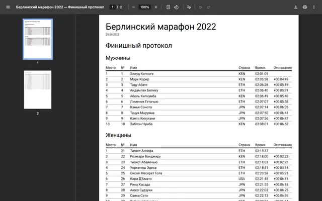 Финишный протокол FunTiming в&nbsp;PDF: результаты по&nbsp;категориям с&nbsp;местами, временем и&nbsp;отставанием